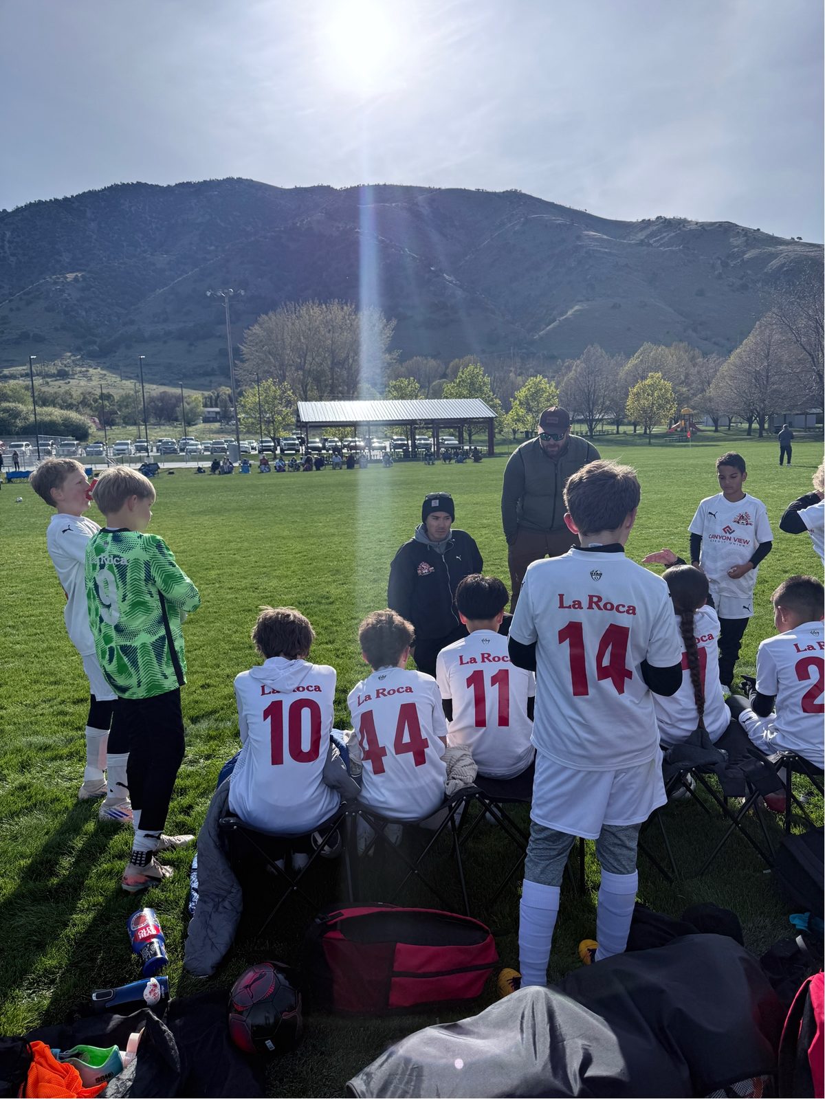 Team huddle — Dr. Haws watching from the back 👀